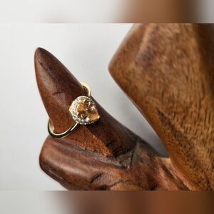 Womens 14k Gold Plated over Sterling Citrine Teardrop Ring